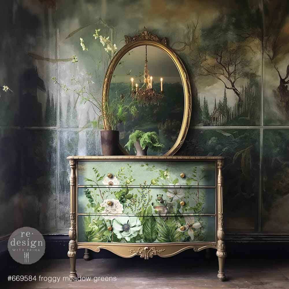decoupage fiber papier froggy meadow greens mood