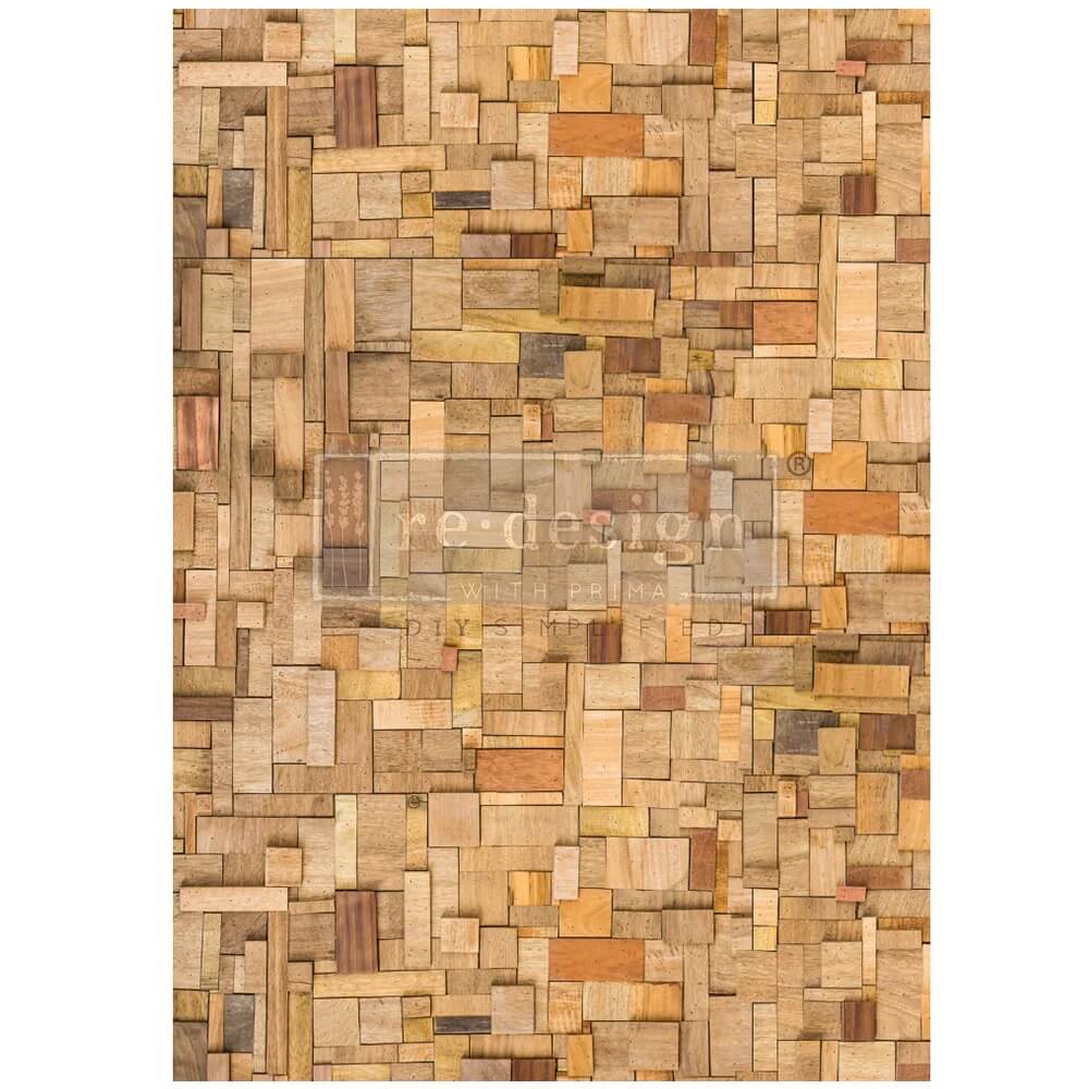 decoupage fiber wood cubism