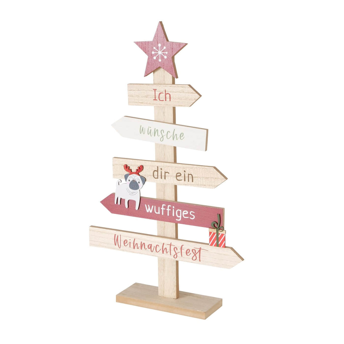 dekoaufsteller wuffiges weihnachtsfest mops