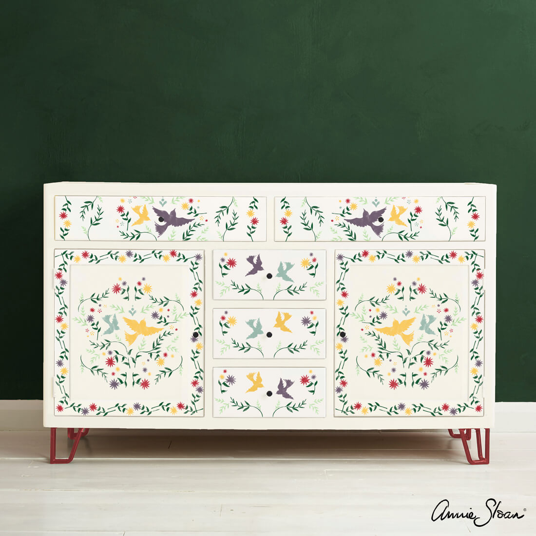 mexican-bird-stencil-furniture
