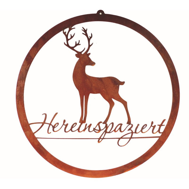 rosteisen-haengeschild-hirsch-hereinspaziert