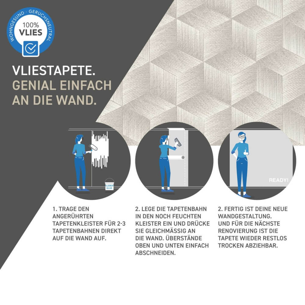 vliestapete 3D wuerfelmuster 385061_12