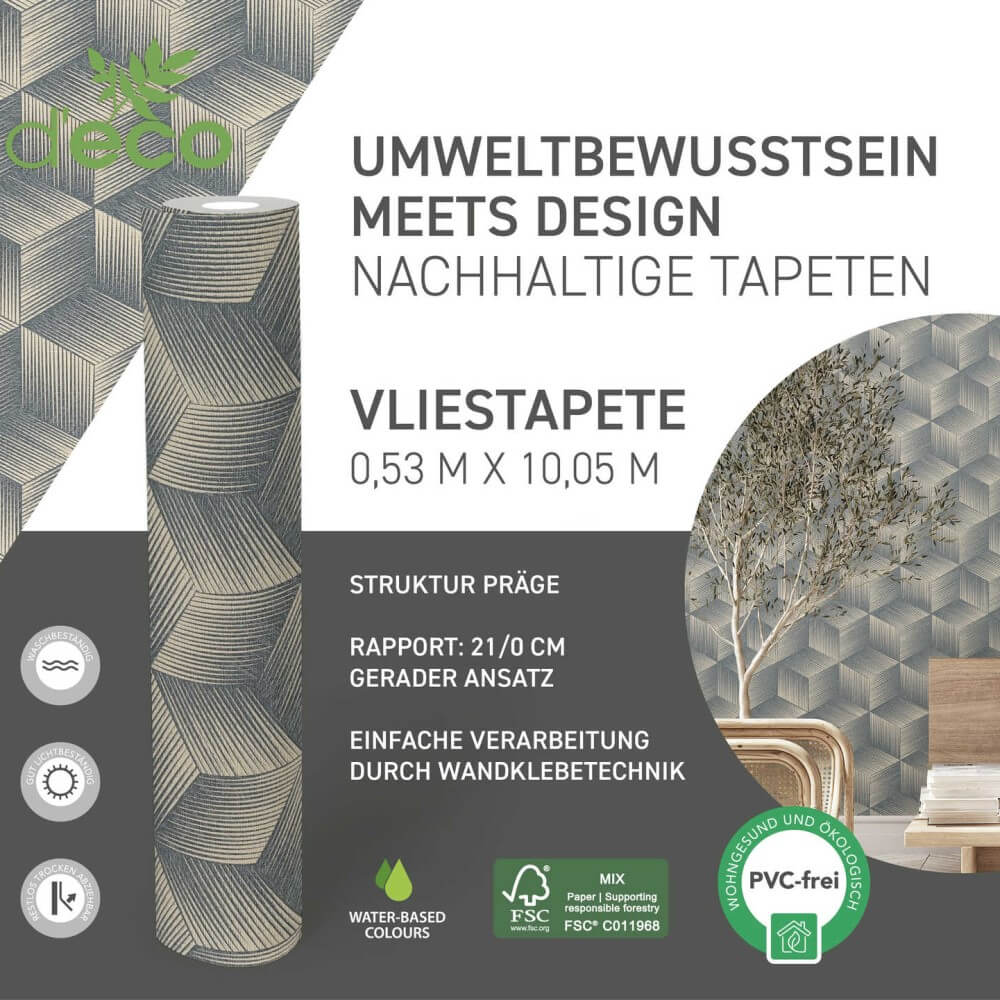 vliestapete 3D wuerfelmuster 385063_11
