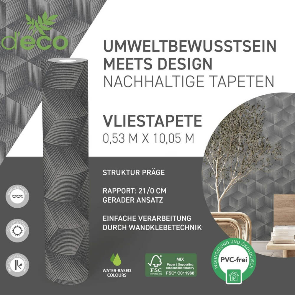 vliestapete 3D wuerfelmuster 385064_10
