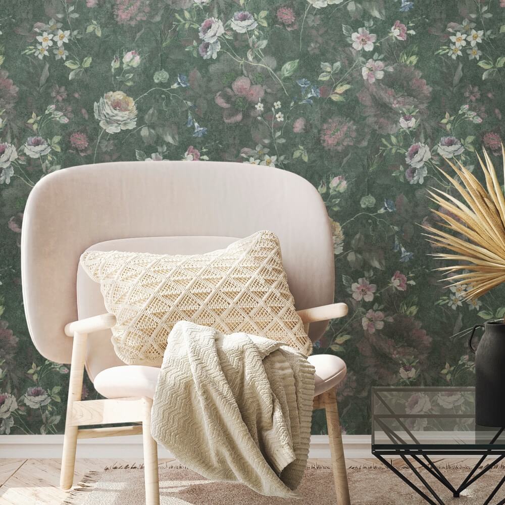 vliestapete natural living blumenmuster 386362